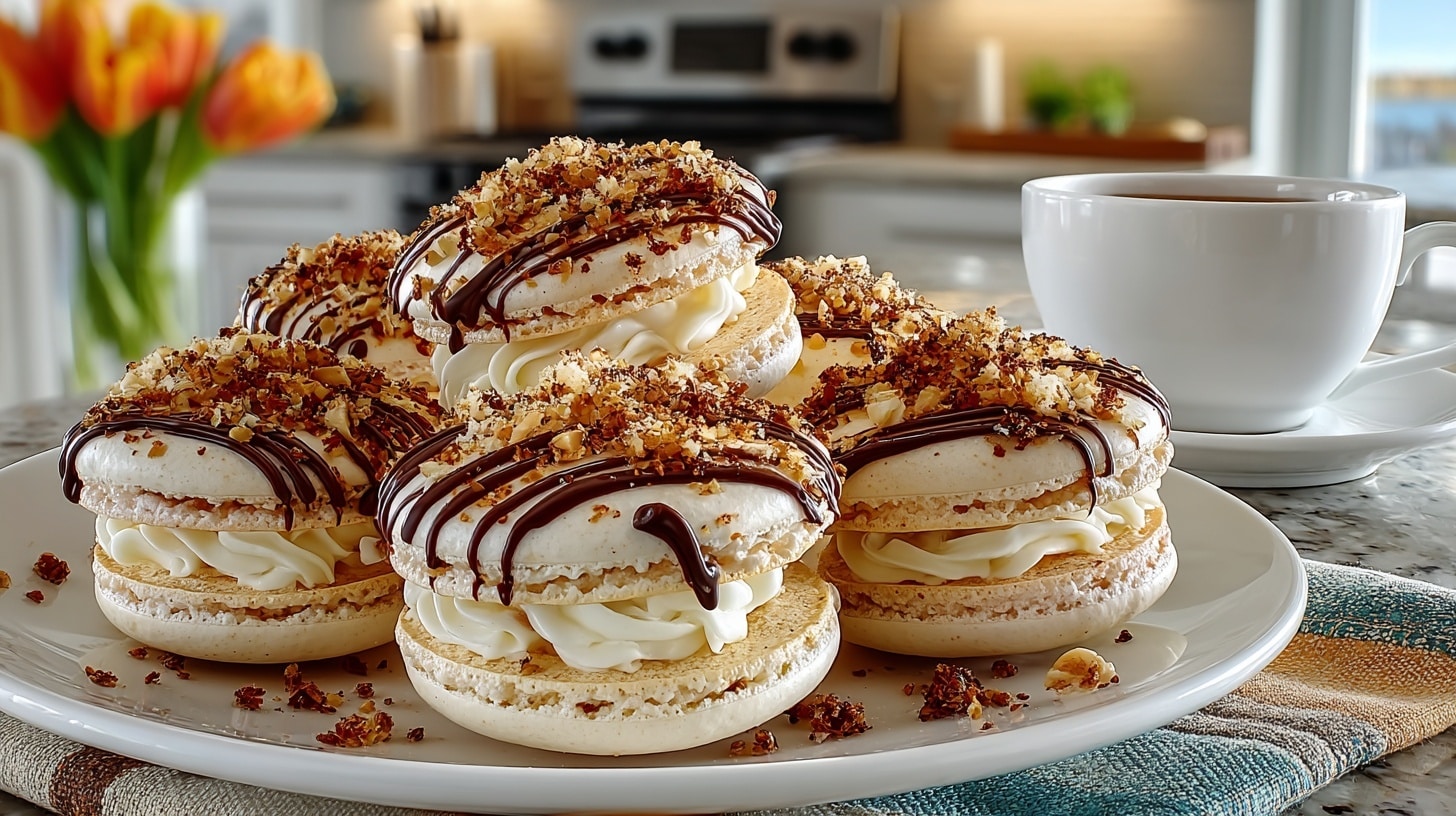 White Chocolate Hazelnut Macarons