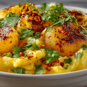 Aloo Bharata (Spiced South Asian Mashed Potatoes with Onions and Green Chilies)