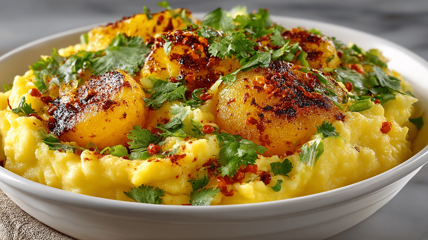 Aloo Bharata (Spiced South Asian Mashed Potatoes with Onions and Green Chilies)