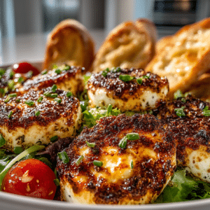 Baked Goat Cheese Salad with toasted Garlic Baguettes