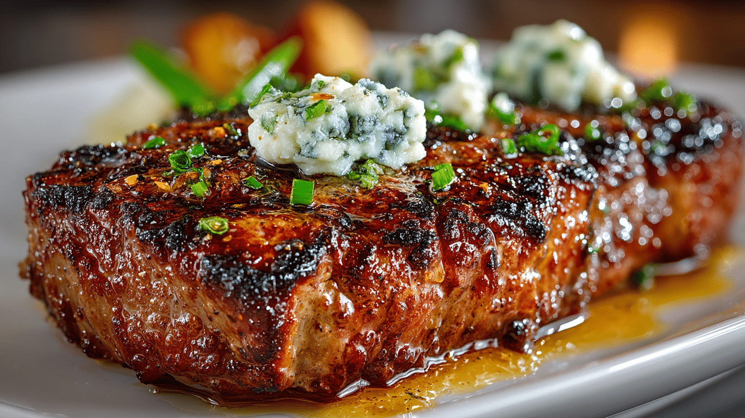 Blue Butter Cast Iron Seared New York Steak