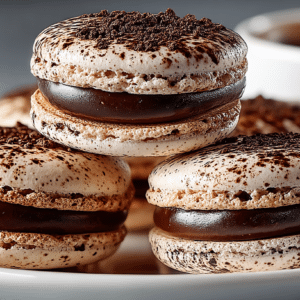 Coffee Macarons with Dark Chocolate Kahlua Ganache