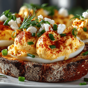 Deviled Egg Salad on decorative Toast