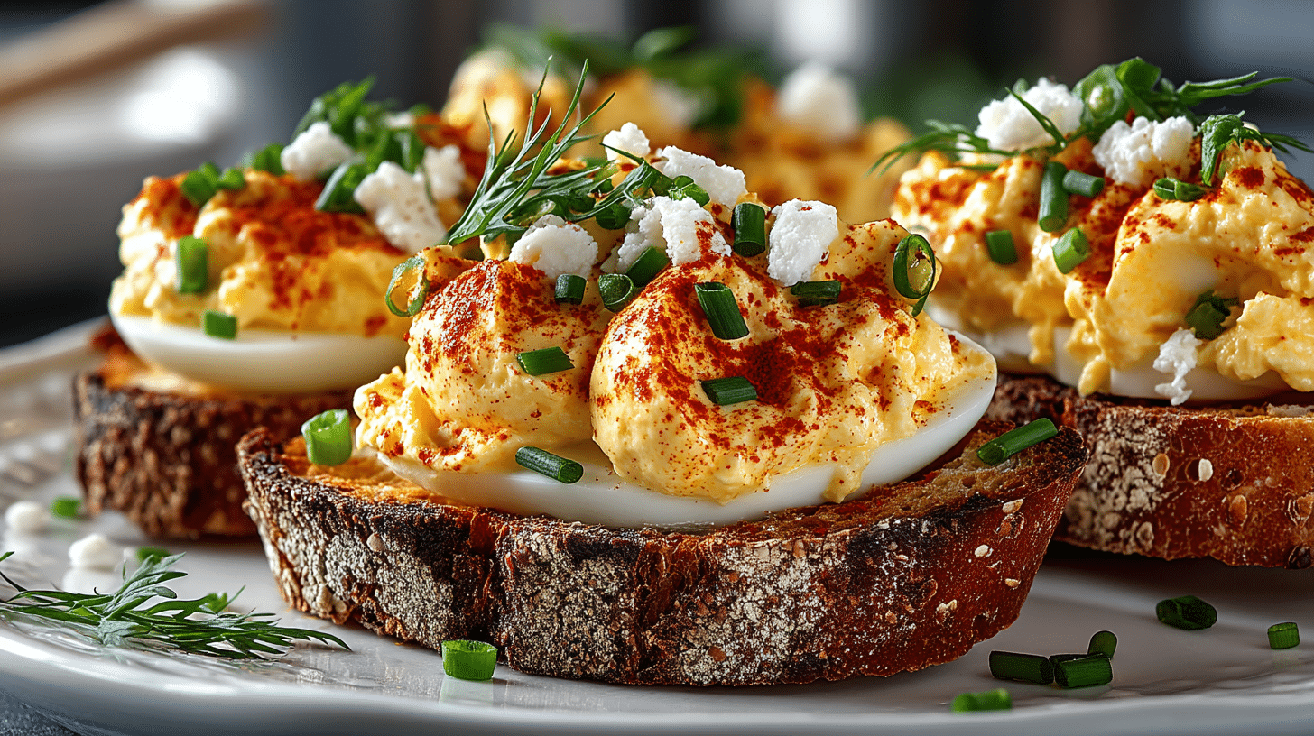 Deviled Egg Salad on decorative Toast