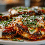 Eggplant Parmesan Rounds topped with Marinara & Mozzarella