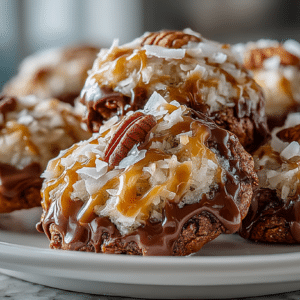 German Chocolate Cookies (chocolate, coconut, and pecans)