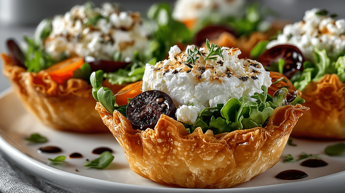 Herbed Goat Cheese and Market Salad in Phyllo Cups