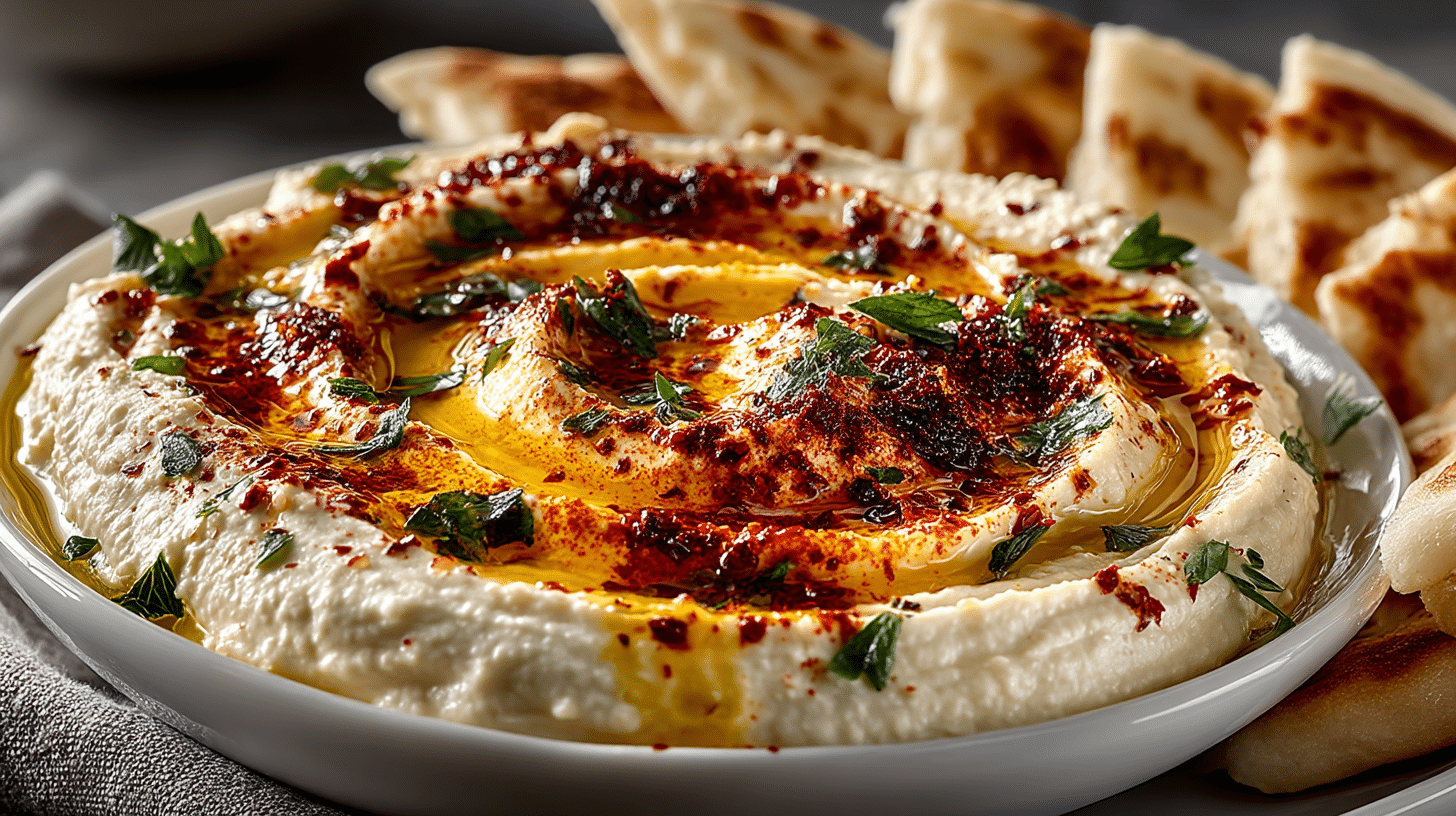 Hummus with homemade Pita Bread