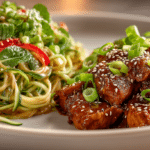 Japanese Chicken Teriyaki, and Cold Soba Noodle Salad with Peanut Sauce