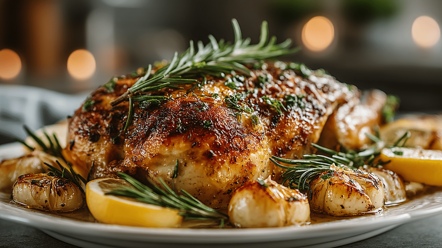 Lemon, Garlic, & Rosemary Skillet Roasted Chicken