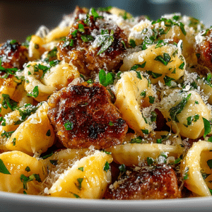 One pan Orecchiette & spicy Turkey Sausage Pasta