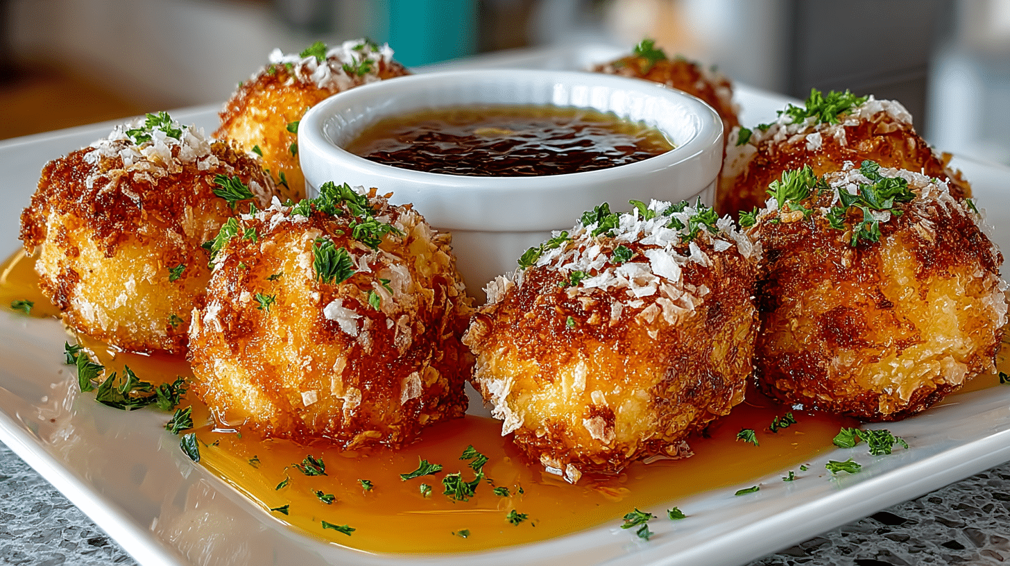 Panko Crusted Shrimp Balls with Apricot Dipping Sauce