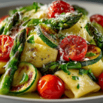 Pasta Primavera with homemade Testaroli Pasta & Spring Vegetables