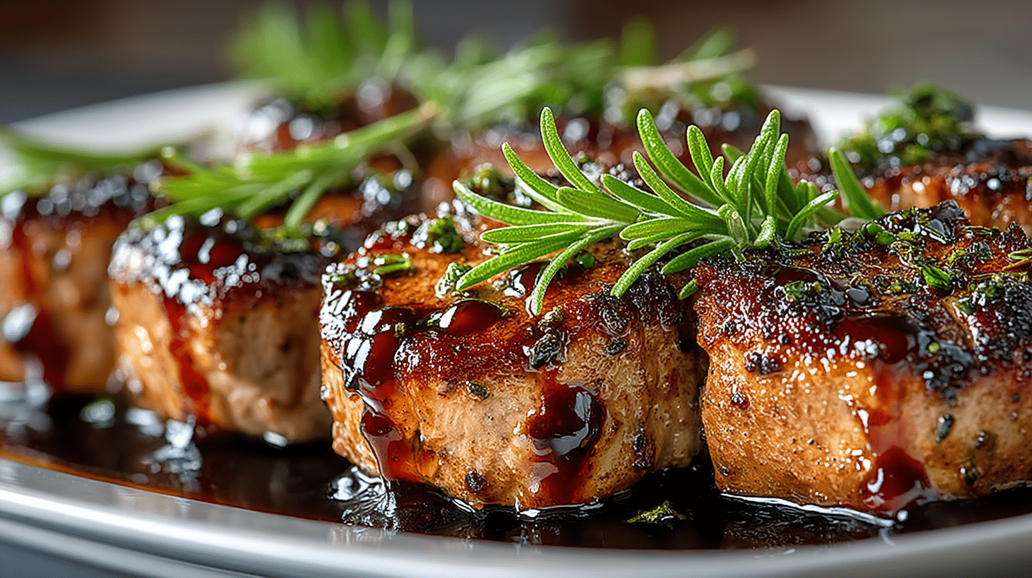 Pork Medallions with Rosemary and Red Wine Vinegar;