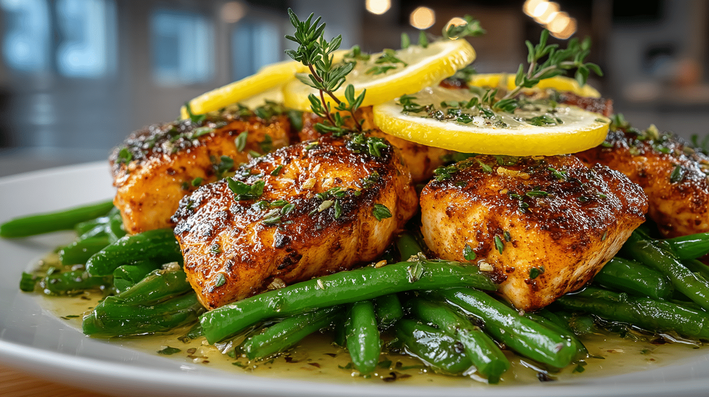 Sautéed Chicken and Green Beans with Lemon and Thyme