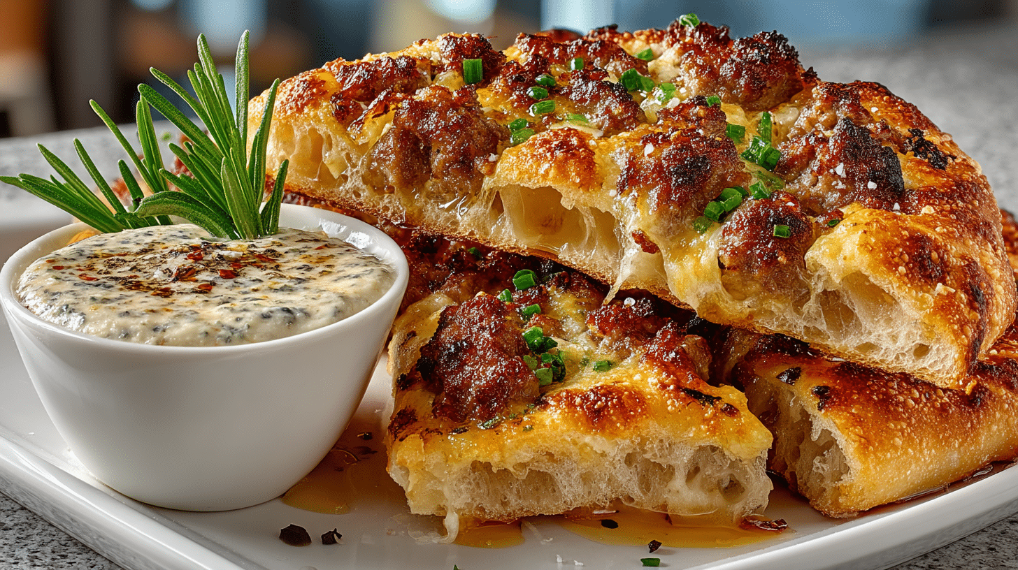 Schiacciata “Tuscan Flat Bread Pizza” Tuscan Sausage Dip