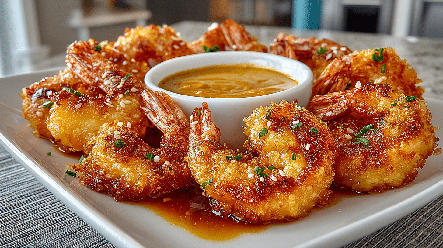 Shrimp Tempura with spicy Mustard Dipping Sauce