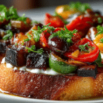 slow cooked Caponata on toasted Crostini
