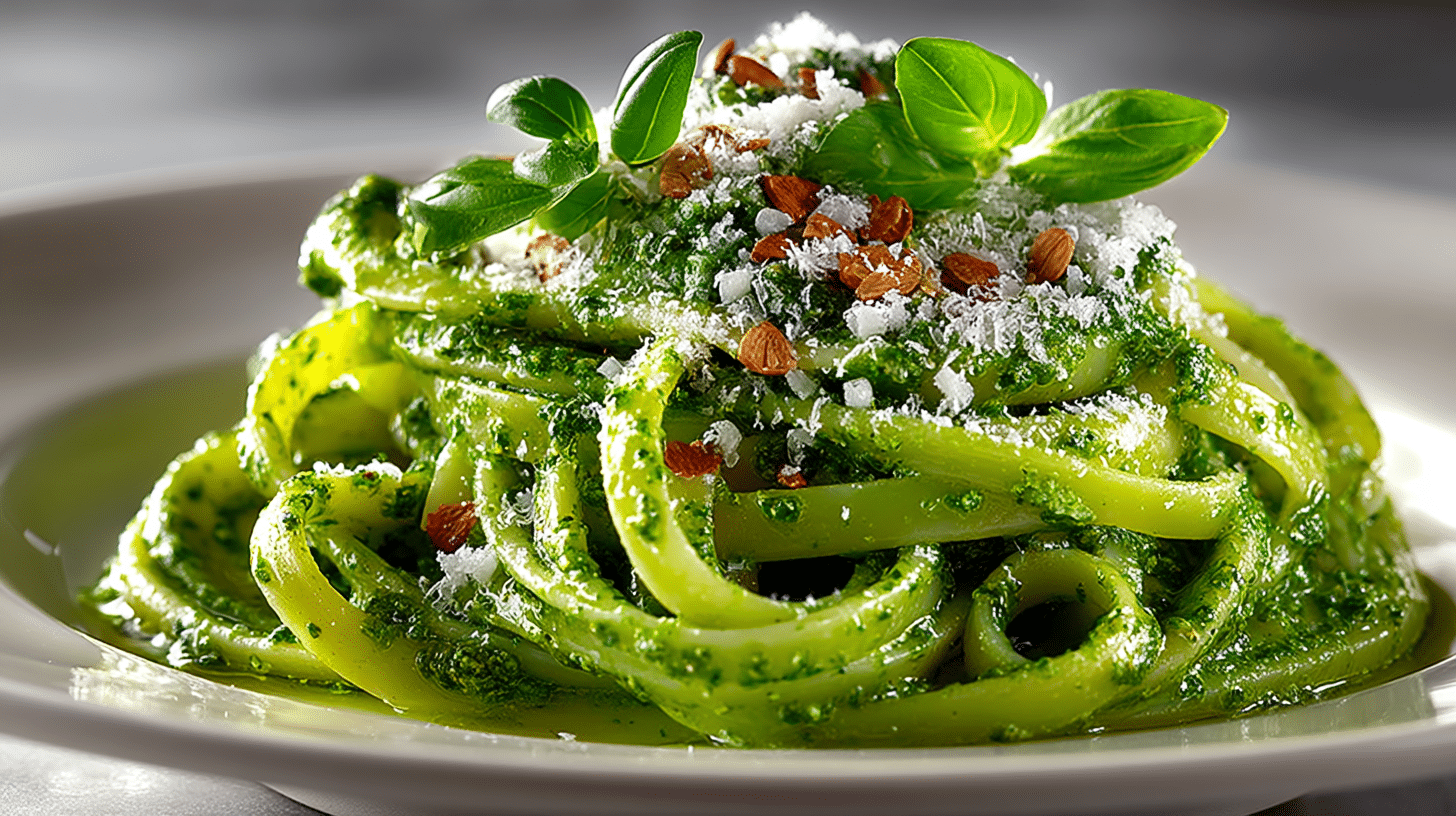 Tagliarini Pasta with Pesto Sauce
