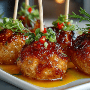 Thai Curry Chicken Meatballs with Sweet Chile Sauce