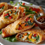 Crispy Vegetable Egg Rolls with Mustard Sauce