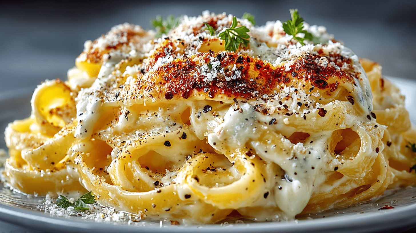Homemade Fettuccine in Alfredo Sauce