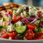 Greek chopped Salad with Grilled Pita