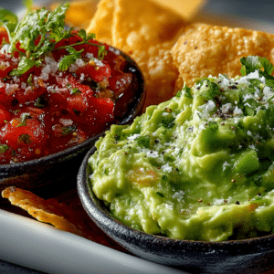 Homemade Guacamole and Salsa with Homemade Tortilla Chips