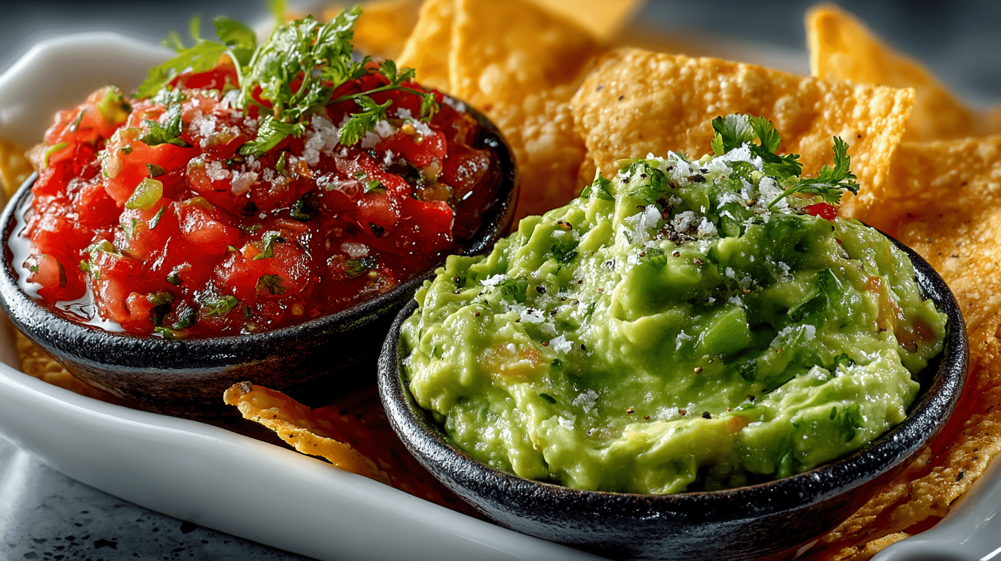 Homemade Guacamole and Salsa with Homemade Tortilla Chips