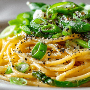 Miso Butter Spaghetti with Scallions