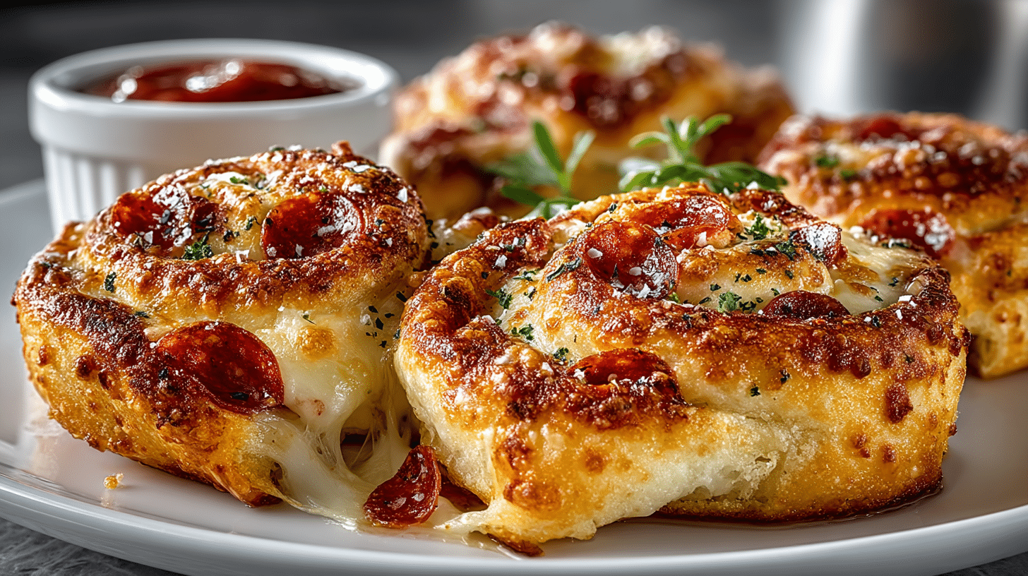 Pepperoni Pizza Rolls with Marinara Sauce
