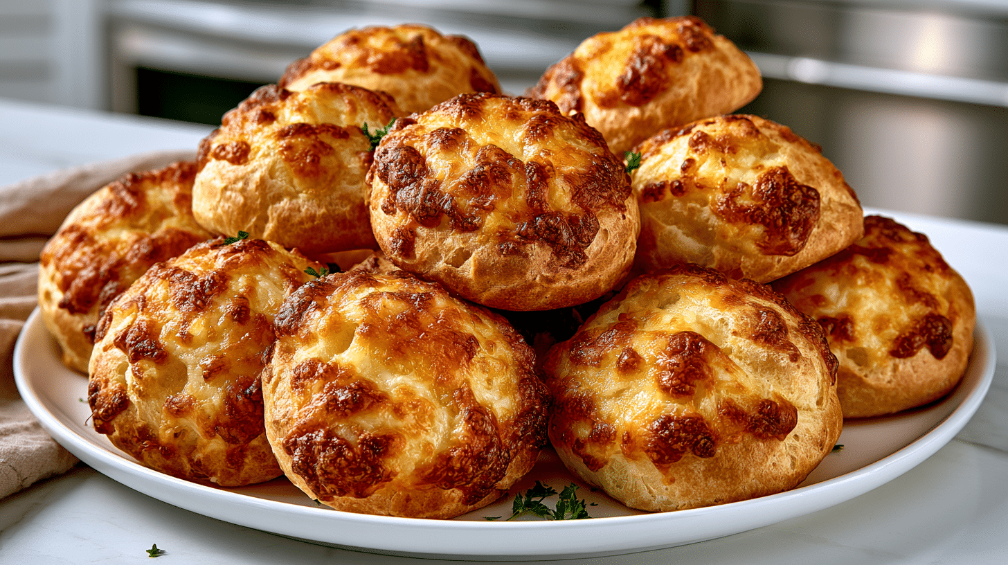 Gougères (baked French Cheese Puffs made from Choux Pastry & Gruyère)