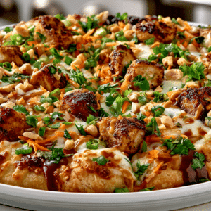 Homemade California-style Thai Chicken Pizza