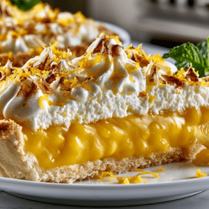 Lemon Curd Mousse Pie (Meringue Pie Crust filled with homemade Lemon Curd