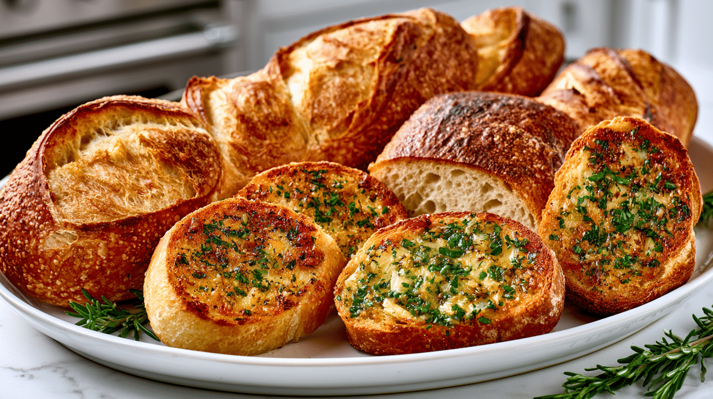 Outrageous Sourdough Garlic Bread Baguettes